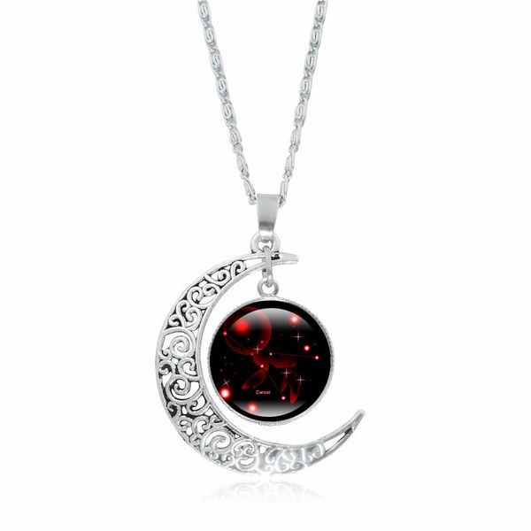 12 constellation necklace silver crescent moon pendant glass cabochon zodiac jewelry men women creative birthday gift collares
12 constellation necklace silver crescent moon pendant glass cabochon zodiac jewelry men women creative birthday gift collares