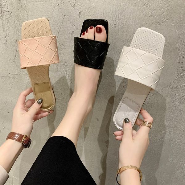 hkxn 2020 new women's sandals summer rhombus woven square head slippers y zapatos de mujer flip flops women, Black
hkxn 2020 new women's sandals summer rhombus woven square head slippers y zapatos de mujer flip flops women, Black