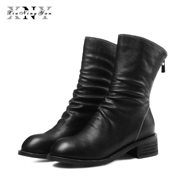 xiuningyan autumn winter boots for women genuine leather round toe zipper square heels women ankle boots black large size 33-42
xiuningyan autumn winter boots for women genuine leather round toe zipper square heels women ankle boots black large size 33-42