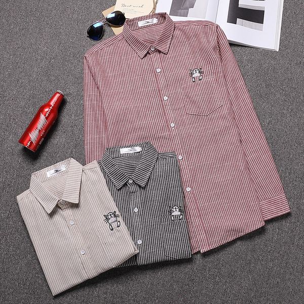2019 new summer shirt vertical stripes shirt turn-down collar versatile thin long sleeve lapel comfortable sa-8, White;black
2019 new summer shirt vertical stripes shirt turn-down collar versatile thin long sleeve lapel comfortable sa-8, White;black