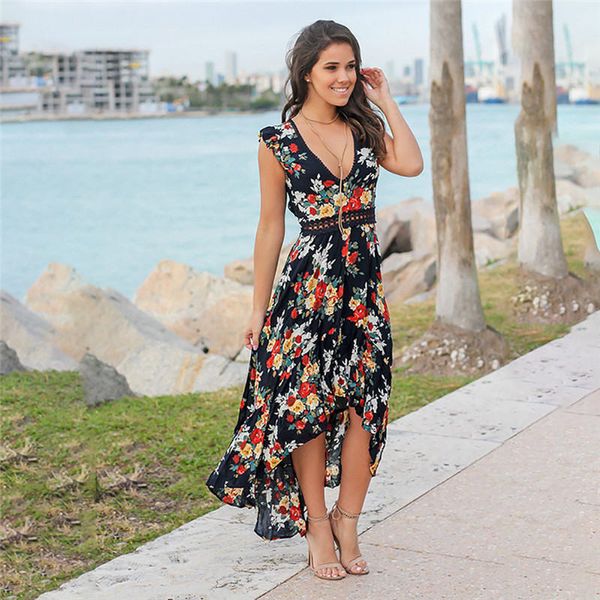 Flowers Printed Womens Dresses Sleeveless V Neck Ladies Asymmetrical Dresses Summer Casual Womens Clothing
Flowers Printed Womens Dresses Sleeveless V Neck Ladies Asymmetrical Dresses Summer Casual Womens Clothing