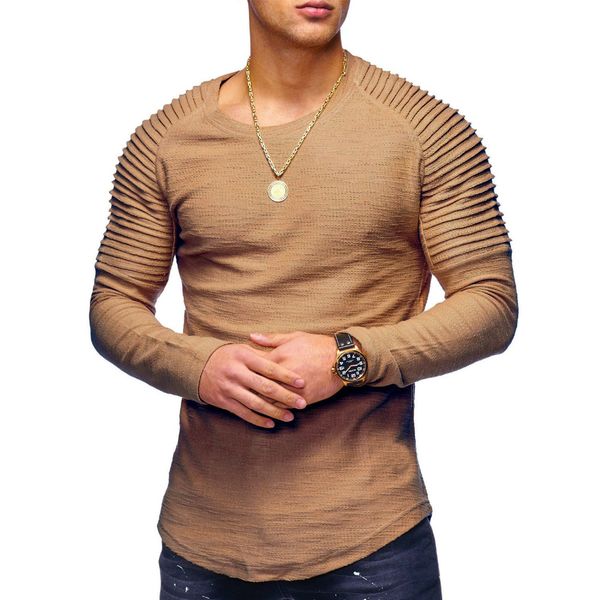 2018 new fashion men's round neck slim solid color long-sleeved t-shirt striped fold raglan sleeve style t shirt tees, White;black
2018 new fashion men's round neck slim solid color long-sleeved t-shirt striped fold raglan sleeve style t shirt tees, White;black