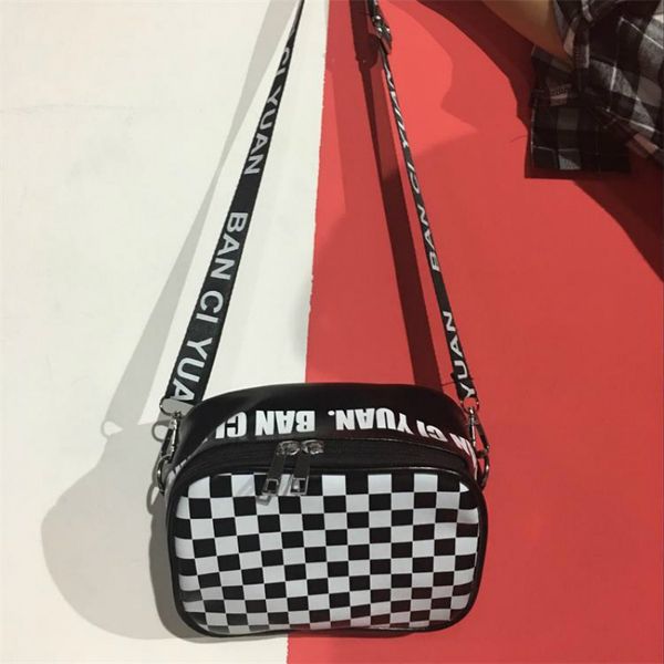 dual use women checkerboard crossbody bag black and white plaid storage box personality shoulder bag lattice student handbags
dual use women checkerboard crossbody bag black and white plaid storage box personality shoulder bag lattice student handbags