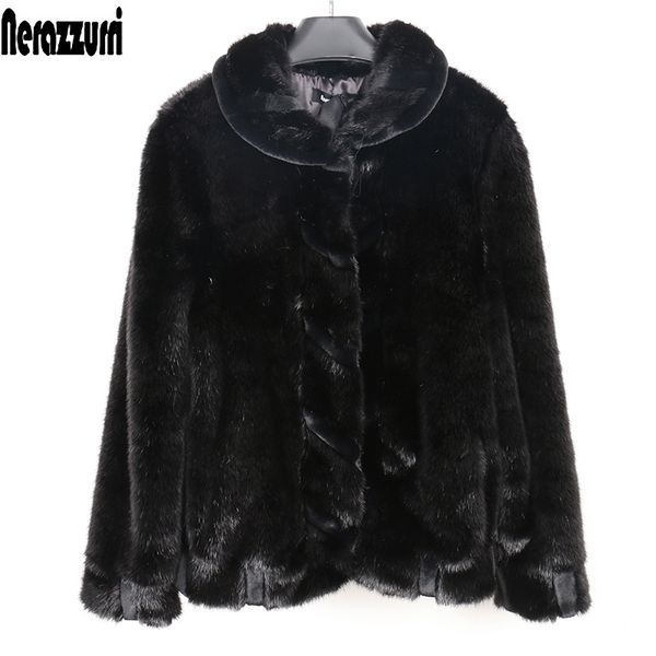 nerazzurri female faux fur coat woman winter 2019 long sleeve warm short fluffy furry fake fur bomber jacket plus size 5xl 6xl, Black
nerazzurri female faux fur coat woman winter 2019 long sleeve warm short fluffy furry fake fur bomber jacket plus size 5xl 6xl, Black
