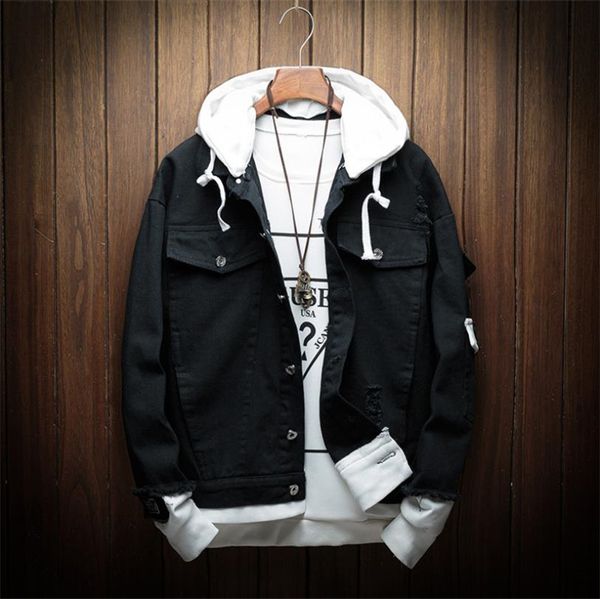 men spring autumn patchwork denim jeans jackets fashion men casual slim fit jackets hooded, Black;brown
men spring autumn patchwork denim jeans jackets fashion men casual slim fit jackets hooded, Black;brown