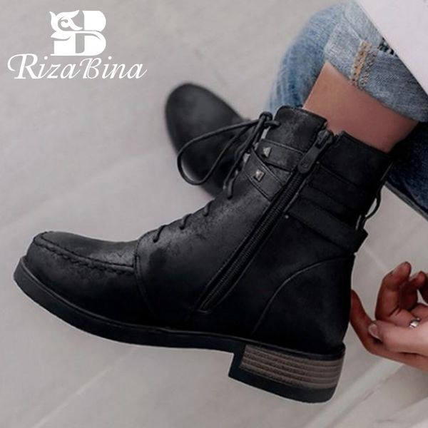 rizabina ankle boots for women metal buckle brand new winter shoes women cross strap zipper low heels botas mujer size 33-43, Black
rizabina ankle boots for women metal buckle brand new winter shoes women cross strap zipper low heels botas mujer size 33-43, Black