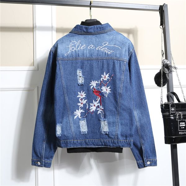 fashion jeans jacket women spring autumn embroidered long sleeve denim jacket ripped hole coats streetwear girls outwear, Black;brown
fashion jeans jacket women spring autumn embroidered long sleeve denim jacket ripped hole coats streetwear girls outwear, Black;brown