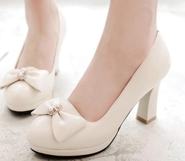 women's shoes in spring and autumn high coarse heel round head bowknot waterproof table @2081, Black
women's shoes in spring and autumn high coarse heel round head bowknot waterproof table @2081, Black