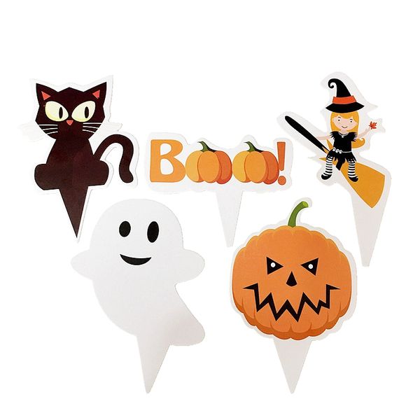 

125pcs happy halloween boo party cake ers picks vampire bat/pumpkin/witch broom/ghost cat/specter cupcake er decoration