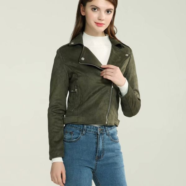 women's leather & faux 2021 women fashion autumn winter suede jackets lady matte motorcycle coat biker gray pink beige outwear, Black
women's leather & faux 2021 women fashion autumn winter suede jackets lady matte motorcycle coat biker gray pink beige outwear, Black