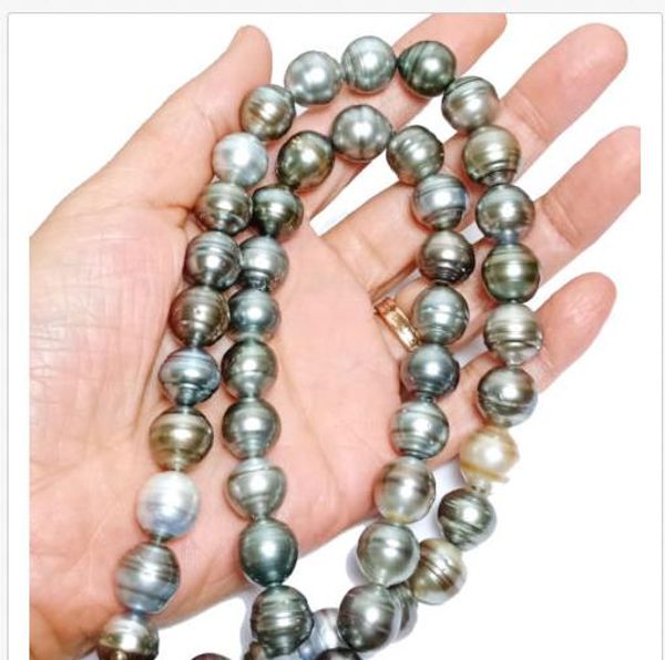 2 x strands natural multi color 10-12mm tahitian sea semi round pearl - necklace, Silver
2 x strands natural multi color 10-12mm tahitian sea semi round pearl - necklace, Silver