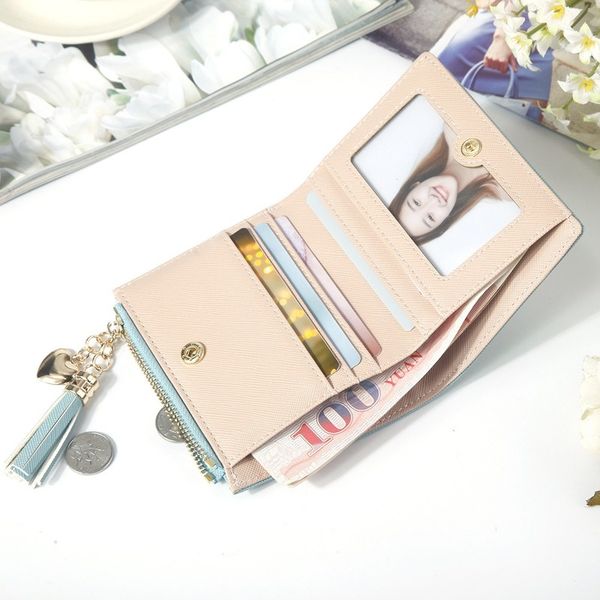 2020 new short wallet mini ladies wallet zipper coin purse korean women, Red;black