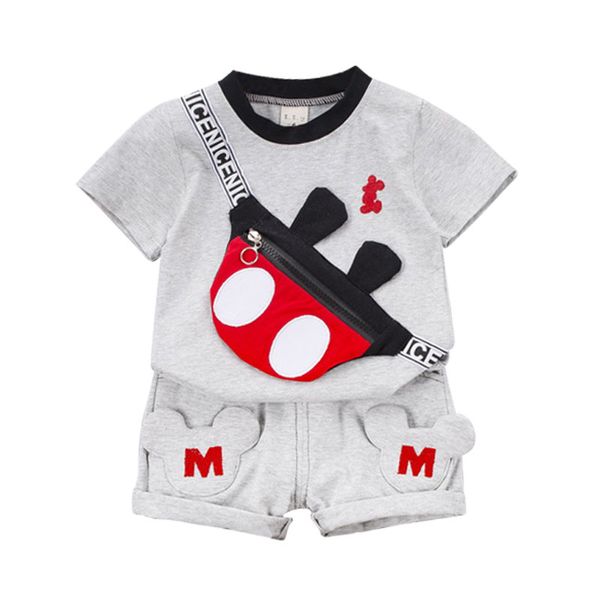 

Clothes Baby New Summer Suit Children Fashion Boys Girls Cartoon T Shirt Shorts 2pcs/set Toddler Casual Clothing Kids Tracksuits, Gray