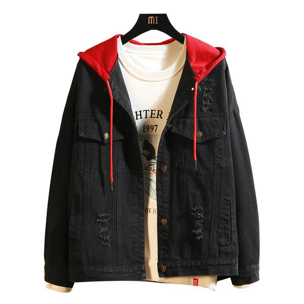 sokotoo men's loose hooded ripped jean jacket letters embroidered denim hoodie holes distressed coat, Black;brown
sokotoo men's loose hooded ripped jean jacket letters embroidered denim hoodie holes distressed coat, Black;brown