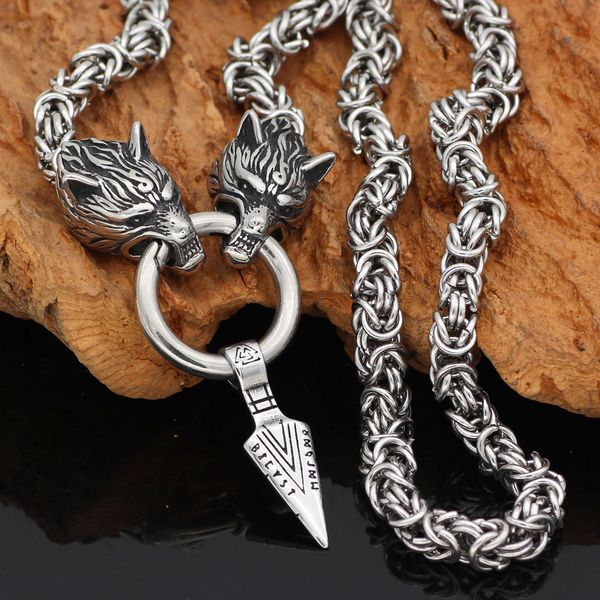 nordic viking wolf with odin sword gungnir necklace stainless steel for men -king chain with valknut gift bag, Silver
nordic viking wolf with odin sword gungnir necklace stainless steel for men -king chain with valknut gift bag, Silver
