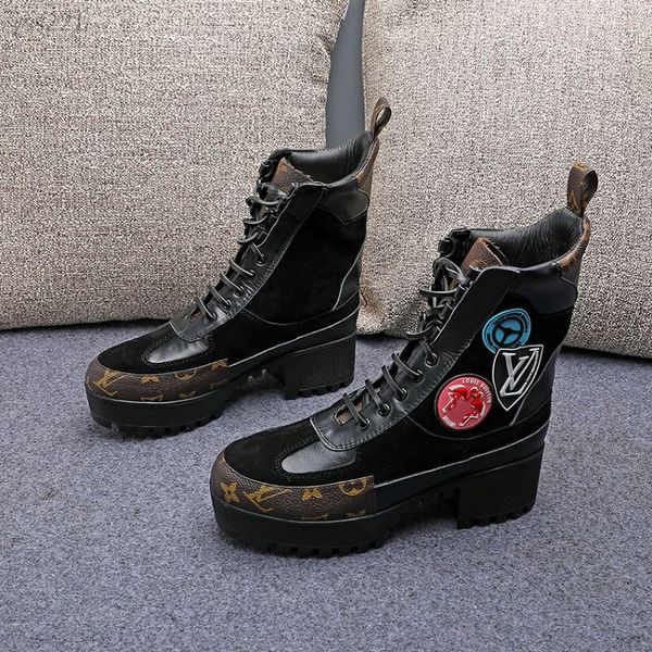 european station winter new short boots custom heel high heel martin boots leisure waterproof fashionable thick bottom motorcycle boots, Black
european station winter new short boots custom heel high heel martin boots leisure waterproof fashionable thick bottom motorcycle boots, Black
