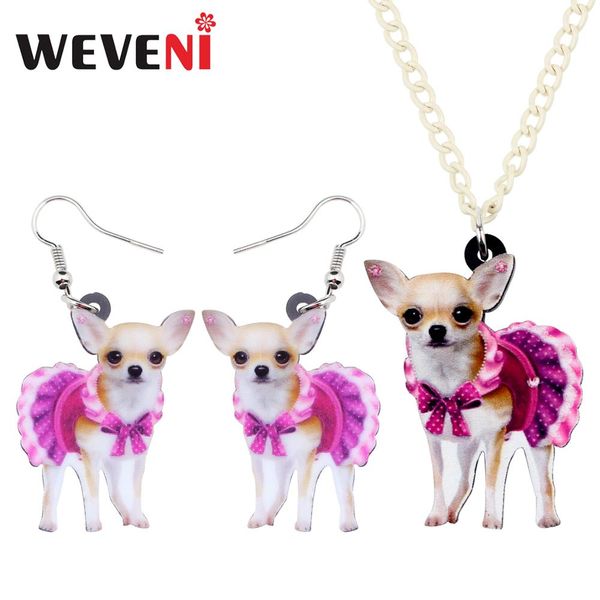 weveni acrylic sweet pink dress chihuahua dog necklace earrings jewelry sets sweet pet girl fashion charm gift party decoration, Silver
weveni acrylic sweet pink dress chihuahua dog necklace earrings jewelry sets sweet pet girl fashion charm gift party decoration, Silver