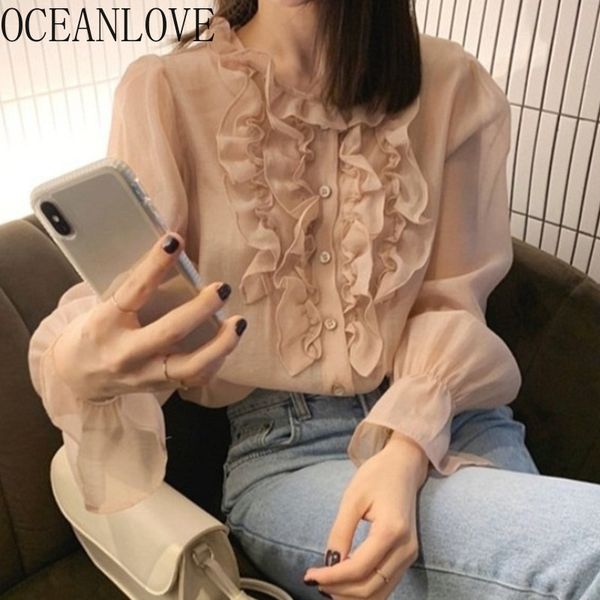 oceanlove chiffon blouse women solid ruffles transparent chic blusas feminina sping korean fashion shirts ins 15095, White
oceanlove chiffon blouse women solid ruffles transparent chic blusas feminina sping korean fashion shirts ins 15095, White