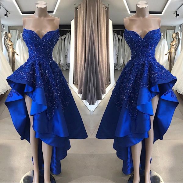 vintage royal blue short high low prom dresses a line beaded appliques sweetheart asymmetrical long evening party gowns, Black
vintage royal blue short high low prom dresses a line beaded appliques sweetheart asymmetrical long evening party gowns, Black