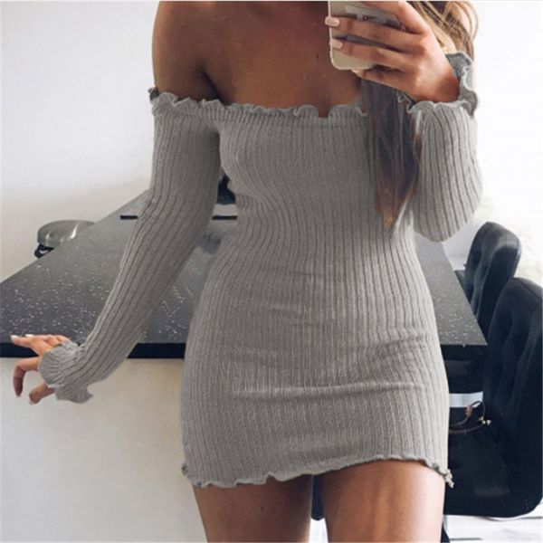 off shoulder long sleeve knit sweater dress women new autumn winter elegant pencil bodycon dress club party dresses, Black;gray
off shoulder long sleeve knit sweater dress women new autumn winter elegant pencil bodycon dress club party dresses, Black;gray