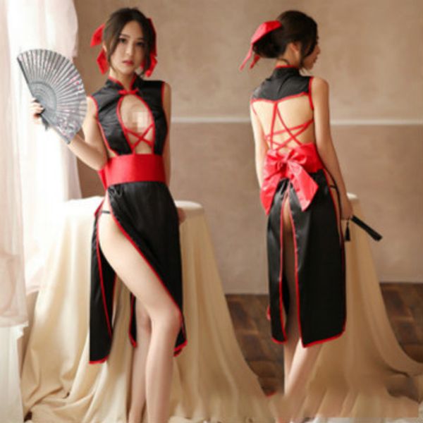 women designer jumpsuits cheongsam sleepwear high slit backless uniform dress nightclub anime lingerie sale, Black;red
women designer jumpsuits cheongsam sleepwear high slit backless uniform dress nightclub anime lingerie sale, Black;red