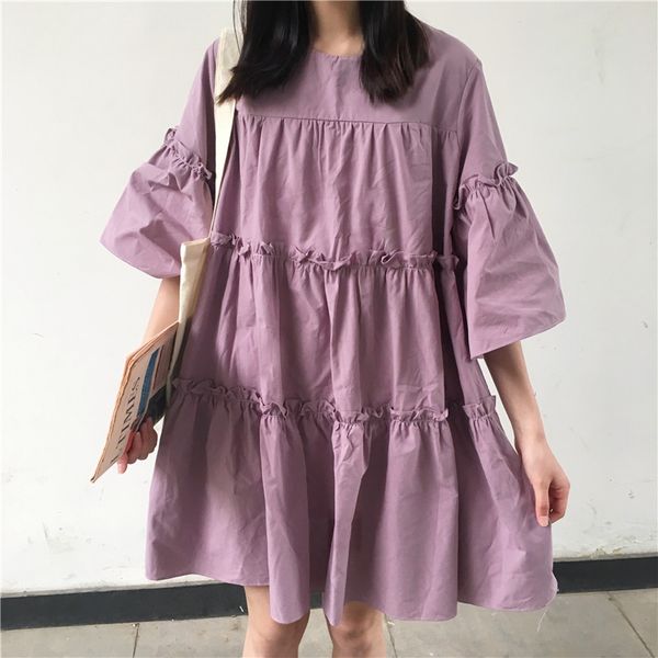 casual dresses women round neck flare sleeve loose mini dress korean cute white purple doll sweet woman summer short, Black;gray
casual dresses women round neck flare sleeve loose mini dress korean cute white purple doll sweet woman summer short, Black;gray