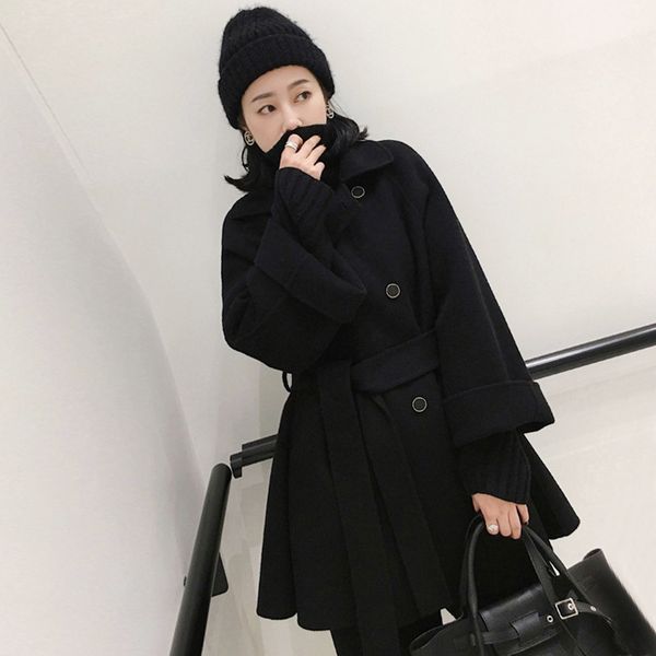 2018 women's autumn winter woolen trench coat long double-breasted wool blends jacket cloak sash winderbreaker cape coats a1713, Black
2018 women's autumn winter woolen trench coat long double-breasted wool blends jacket cloak sash winderbreaker cape coats a1713, Black