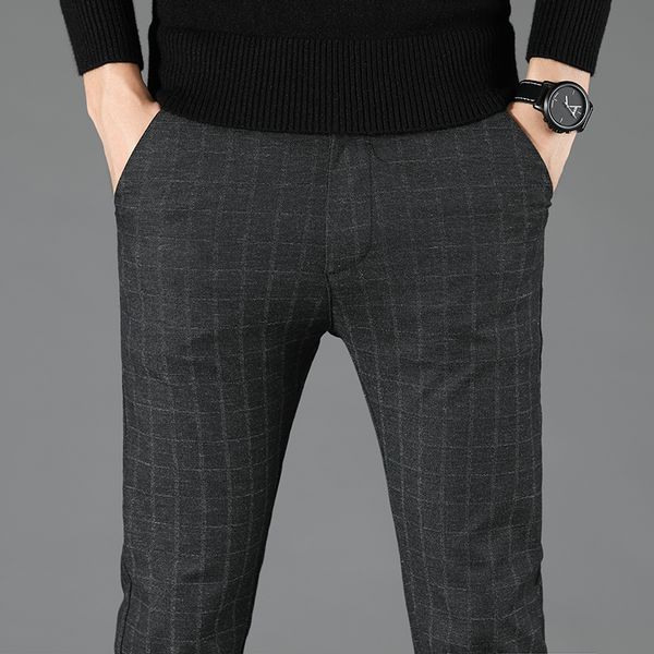 men's pants men dress plaid stretch fabrics business casual slim skinny suit autumn man vintage lattice homme formal trousers, Black
men's pants men dress plaid stretch fabrics business casual slim skinny suit autumn man vintage lattice homme formal trousers, Black