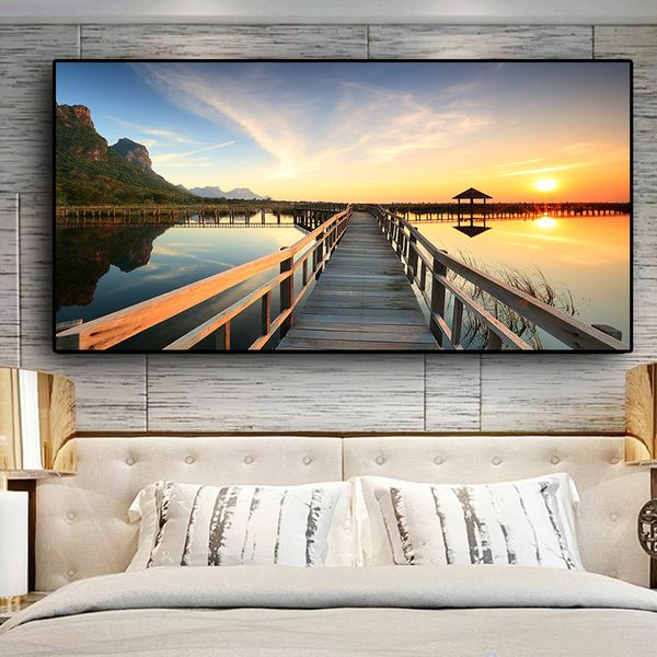 sunsets bridge wooden lake landscape posters and prints wall art painting wall art for living room home decor (no frame
sunsets bridge wooden lake landscape posters and prints wall art painting wall art for living room home decor (no frame