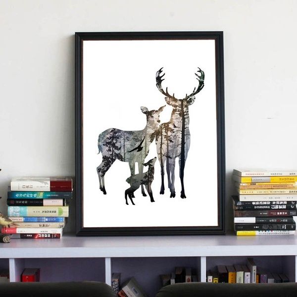 silhouette of deer family with pine forest wall art pictures painting wall art for living room home decor (no frame
silhouette of deer family with pine forest wall art pictures painting wall art for living room home decor (no frame