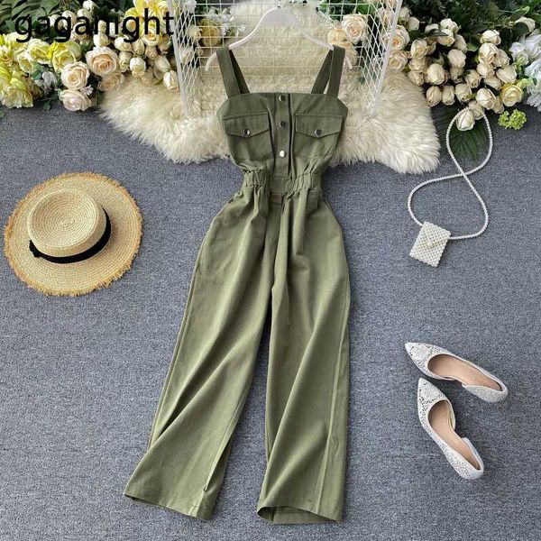gaganight fashion women jumpsuit buttons summer sleeveless cargo long wide leg pants girls casual elastic waist trousers, Black;white
gaganight fashion women jumpsuit buttons summer sleeveless cargo long wide leg pants girls casual elastic waist trousers, Black;white