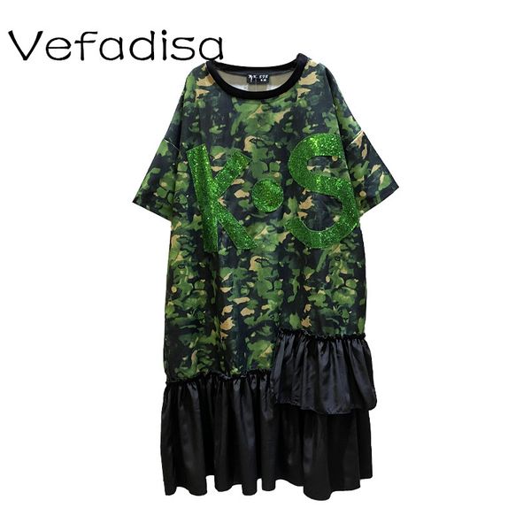 vefadisa short sleeve dress 2020 summer women loose camouflage patchwork ruffled dress letter pattern sequines zxf006, Black;gray
vefadisa short sleeve dress 2020 summer women loose camouflage patchwork ruffled dress letter pattern sequines zxf006, Black;gray