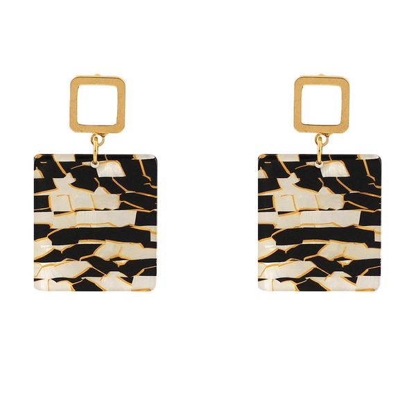 new ultra-american european and american personality fashion square alloy acetate sheet ladies earrings accessories wholesale, Golden 
new ultra-american european and american personality fashion square alloy acetate sheet ladies earrings accessories wholesale, Golden