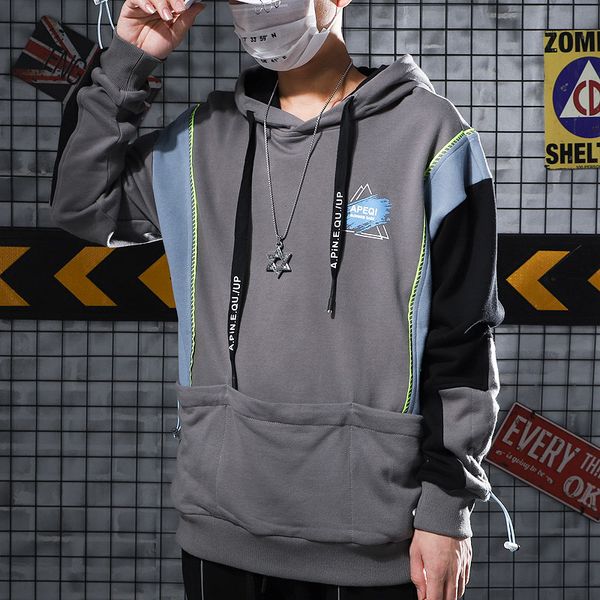 fashion night club sweatshirt loose multicolor stitching singer's performing mens designer hoodies, Black
fashion night club sweatshirt loose multicolor stitching singer's performing mens designer hoodies, Black