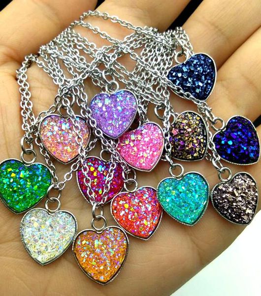 akolion stainless steel druzy heart chain necklace 13mm love heart pendant necklaceslength 45cm (18") 13 colors, Silver
akolion stainless steel druzy heart chain necklace 13mm love heart pendant necklaceslength 45cm (18") 13 colors, Silver