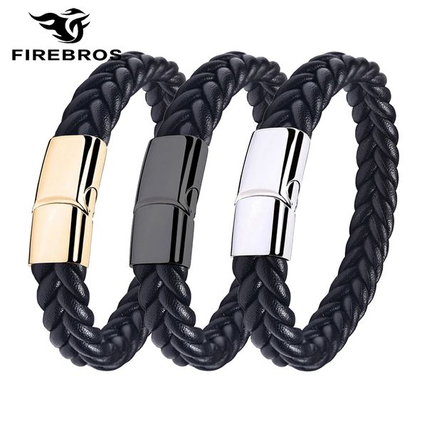 firebros gold black silver stainless steel magnetic clasp sheepskin braided genuine leather bracelet men jewelry dropshipping
firebros gold black silver stainless steel magnetic clasp sheepskin braided genuine leather bracelet men jewelry dropshipping