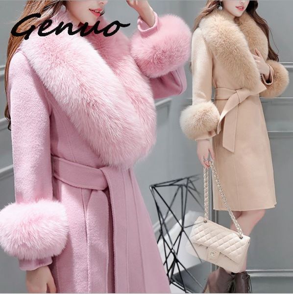 genuo 2019 new elegant slim long trench coat women autumn winter wool blend coat female long sleeve woolen jacket fur outerwear, Black
genuo 2019 new elegant slim long trench coat women autumn winter wool blend coat female long sleeve woolen jacket fur outerwear, Black