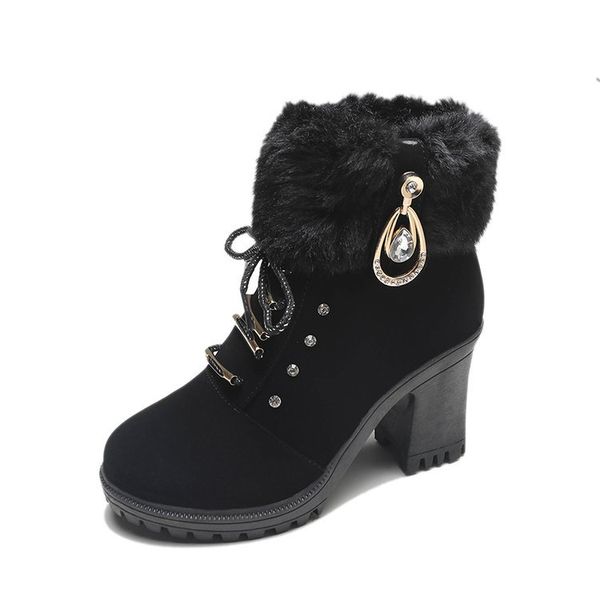 ankle boots women warm plush snow booties winter boot lace up crystal design woman fashion shoes high square heels botas yu7, Black
ankle boots women warm plush snow booties winter boot lace up crystal design woman fashion shoes high square heels botas yu7, Black