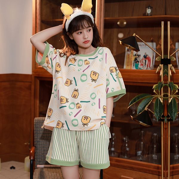 female pajamas for summer short sleeve&pants two pieces cotton good quality pyjamas casual comfortable home suits, Black;red
female pajamas for summer short sleeve&pants two pieces cotton good quality pyjamas casual comfortable home suits, Black;red