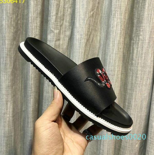 real leather mens drag slide flip flops slippers snake bees embroidery lazy men slippers beach sandals 38-44 c20, Black
real leather mens drag slide flip flops slippers snake bees embroidery lazy men slippers beach sandals 38-44 c20, Black