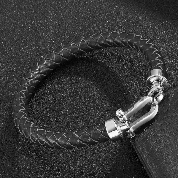 hmsfely men genuine leather 316l stainless steel lobster clasp bracelet handmade bracelets bangles for men black cuff bangles, White
hmsfely men genuine leather 316l stainless steel lobster clasp bracelet handmade bracelets bangles for men black cuff bangles, White