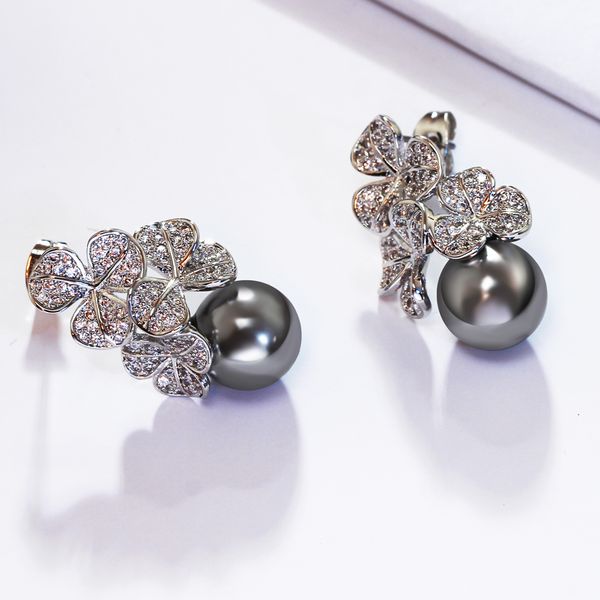 fashion-new year gift fashion flower drop earring statement jewelry pendientes aros with clear crystal and simulated gray pearl earings, Silver
fashion-new year gift fashion flower drop earring statement jewelry pendientes aros with clear crystal and simulated gray pearl earings, Silver