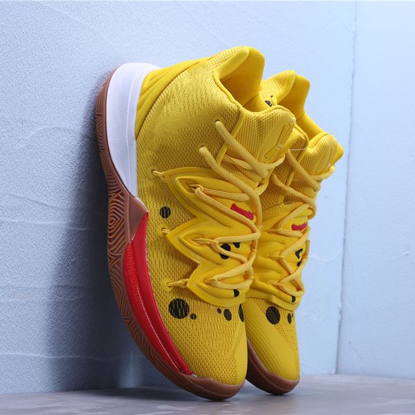 New Basketball Star Kyrie 5 Sponge Bob Yellow Practical Basketball Shoes Mens Outdoor Sports Trainers Sneakers Designer Shoes High Quality