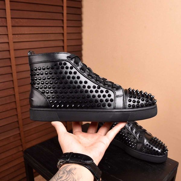 wholesale red bottom sneakers men black leather spikes high cut studded red sole brands design comfortable casual shoes good quality free
wholesale red bottom sneakers men black leather spikes high cut studded red sole brands design comfortable casual shoes good quality free