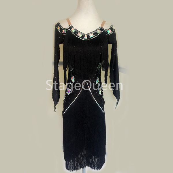 stage wear black tassels professional latin dance dress women luxury fringe rhinestones dresses for girls competition, Black;red
stage wear black tassels professional latin dance dress women luxury fringe rhinestones dresses for girls competition, Black;red