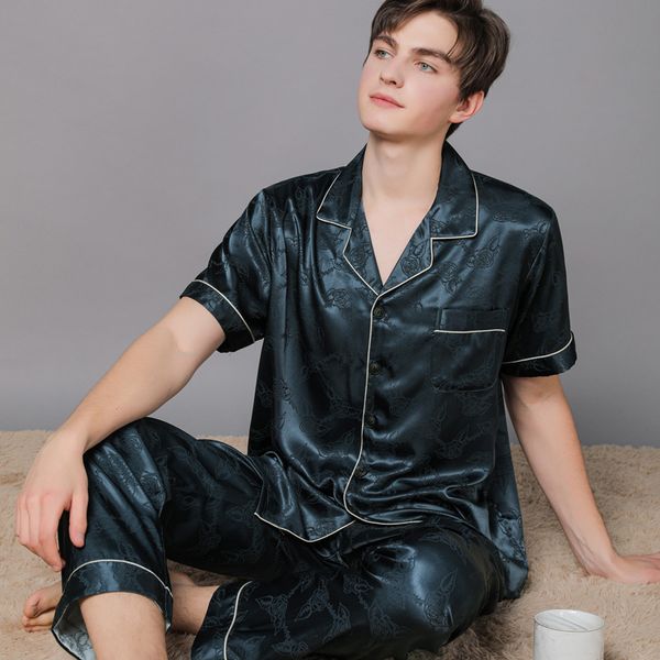 silk pajamas for spring and summer autumn satin men's pajamas home clothes short sleeve long pants large size suit for home men, Black;brown
silk pajamas for spring and summer autumn satin men's pajamas home clothes short sleeve long pants large size suit for home men, Black;brown