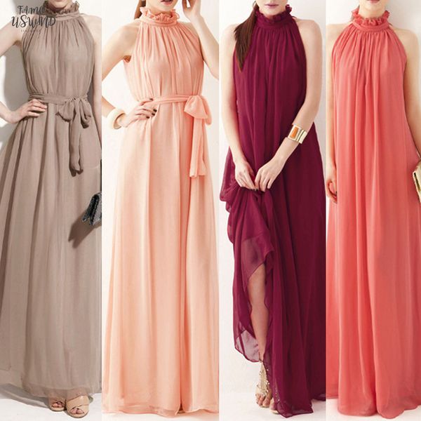 women formal solid color wedding evening party long dress ladies sleeveless ruffled collar elegant chiffon long dress with belt, Black;gray
women formal solid color wedding evening party long dress ladies sleeveless ruffled collar elegant chiffon long dress with belt, Black;gray