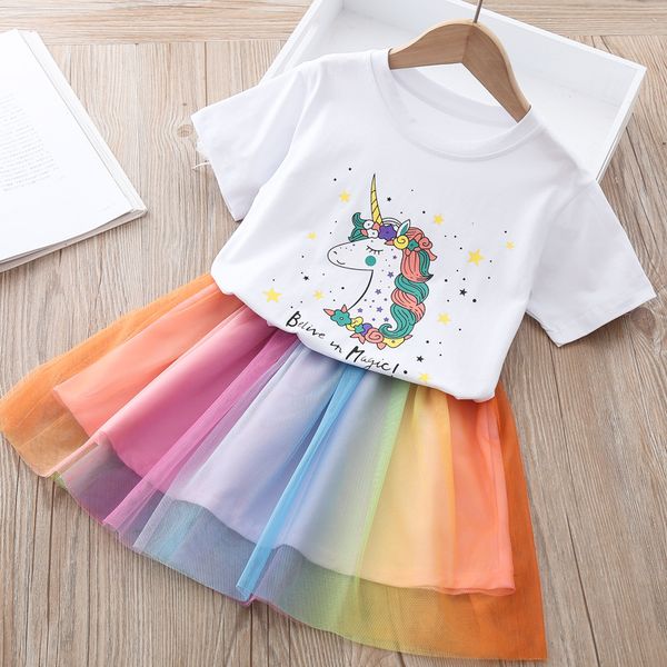 wholesale summer girls clothing sets unicorn t-shirt + rainbow skirt 2 pieces suit girls outfits 6 pieces/lot, White
wholesale summer girls clothing sets unicorn t-shirt + rainbow skirt 2 pieces suit girls outfits 6 pieces/lot, White