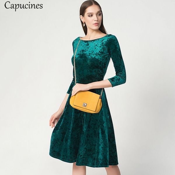 casual dresses vintage 3/4 sleeves velvet dress women autumn winter round collar fashion a line party female vestidos, Black;gray
casual dresses vintage 3/4 sleeves velvet dress women autumn winter round collar fashion a line party female vestidos, Black;gray