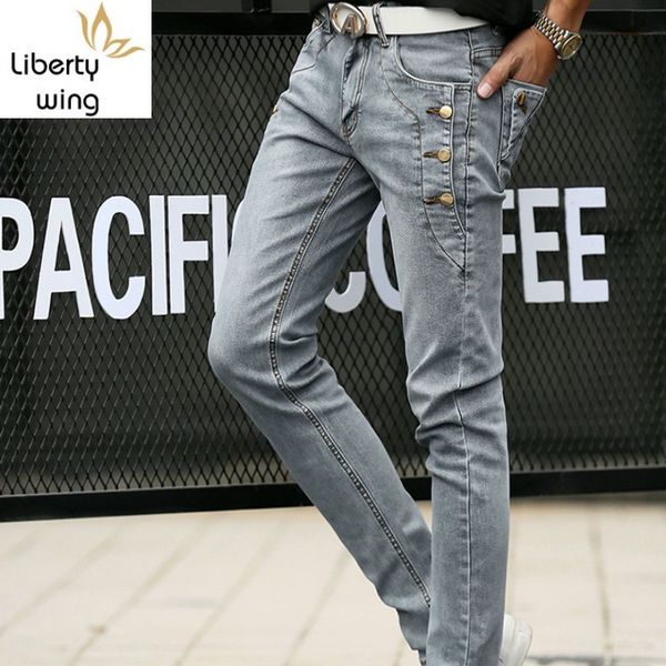 fashion mens denim pencil buttons slim fit casual streetwear male long cowboy trousers plus size 36 jeans pants, Blue
fashion mens denim pencil buttons slim fit casual streetwear male long cowboy trousers plus size 36 jeans pants, Blue